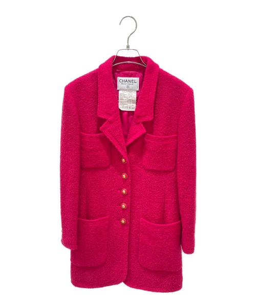 CHANEL（シャネル）CHANEL (シャネル) ココボタンツイードロングジャケット ショッキングピンク サイズ:36の古着・服飾アイテム