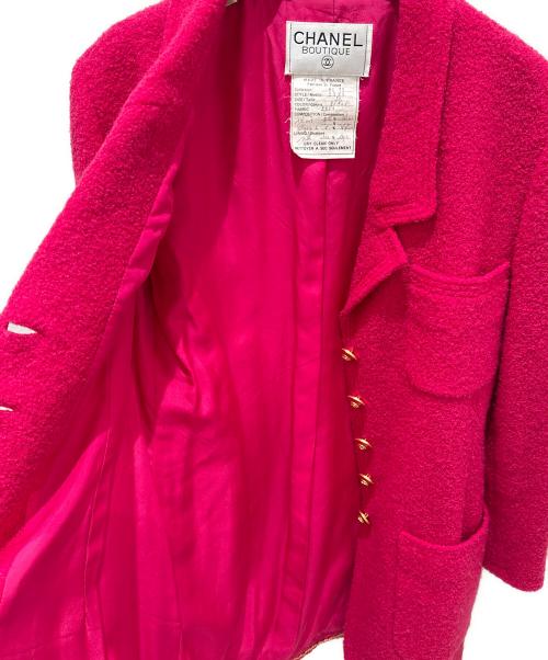CHANEL（シャネル）CHANEL (シャネル) ココボタンツイードロングジャケット ショッキングピンク サイズ:36の古着・服飾アイテム