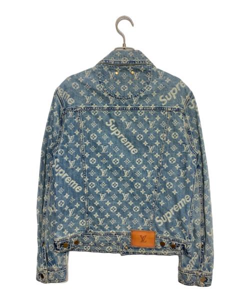 LOUIS VUITTON（ルイ ヴィトン）LOUIS VUITTON (ルイ ヴィトン) SUPREME (シュプリーム) Jacquard Denim Trucker Jacket ブルーインディゴ サイズ:44の古着・服飾アイテム