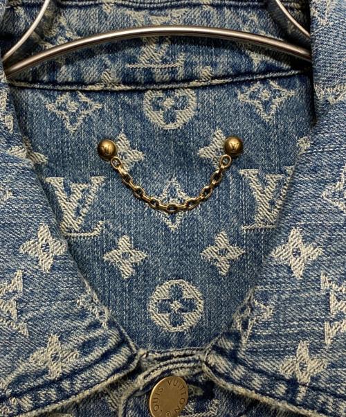 LOUIS VUITTON（ルイ ヴィトン）LOUIS VUITTON (ルイ ヴィトン) SUPREME (シュプリーム) Jacquard Denim Trucker Jacket ブルーインディゴ サイズ:44の古着・服飾アイテム