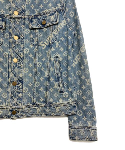 LOUIS VUITTON（ルイ ヴィトン）LOUIS VUITTON (ルイ ヴィトン) SUPREME (シュプリーム) Jacquard Denim Trucker Jacket ブルーインディゴ サイズ:44の古着・服飾アイテム