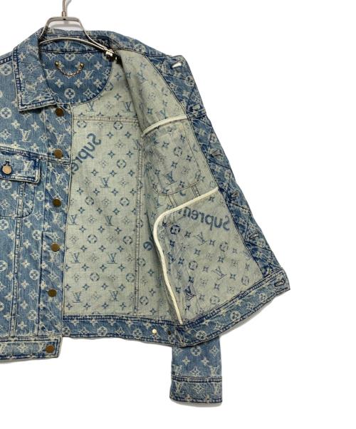 LOUIS VUITTON（ルイ ヴィトン）LOUIS VUITTON (ルイ ヴィトン) SUPREME (シュプリーム) Jacquard Denim Trucker Jacket ブルーインディゴ サイズ:44の古着・服飾アイテム