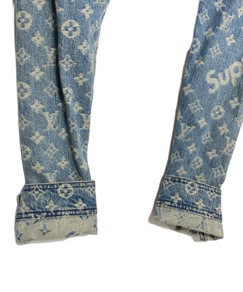 LOUIS VUITTON（ルイ ヴィトン）LOUIS VUITTON (ルイ ヴィトン) SUPREME (シュプリーム) Jacquard Denim Trucker Jacket ブルーインディゴ サイズ:44の古着・服飾アイテム