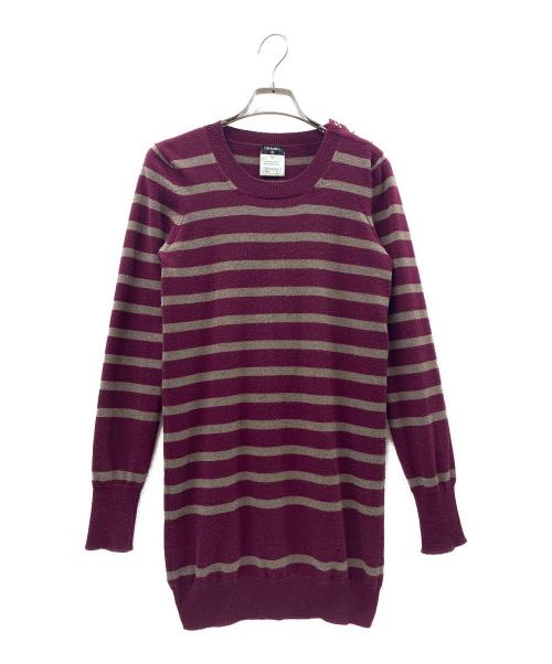 CHANEL（シャネル）CHANEL (シャネル) ココマークターンロックニット ワインレッド サイズ:36の古着・服飾アイテム