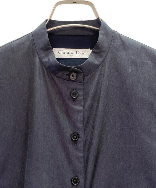 Christian Dior（クリスチャン ディオール）Christian Dior (クリスチャン ディオール) ベルテッド シルクワンピース ネイビー サイズ:34の古着・服飾アイテム
