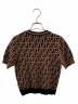 FENDI (フェンディ) ズッカ柄 半袖 ニット ブラウン×ブラック サイズ:36：65000円