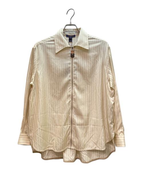 LOUIS VUITTON（ルイ ヴィトン）LOUIS VUITTON (ルイ ヴィトン) ストライプジップシルクシャツ ベージュ サイズ:34の古着・服飾アイテム