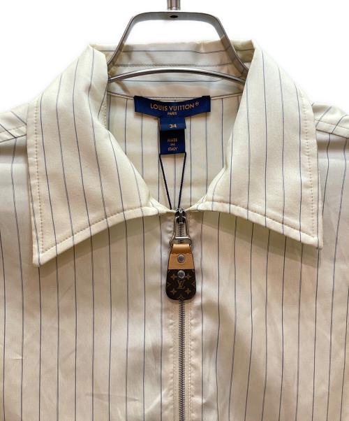 LOUIS VUITTON（ルイ ヴィトン）LOUIS VUITTON (ルイ ヴィトン) ストライプジップシルクシャツ ベージュ サイズ:34の古着・服飾アイテム
