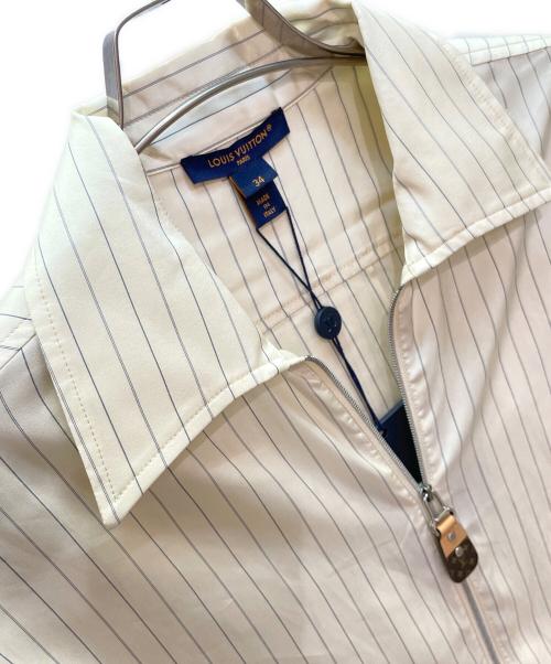 LOUIS VUITTON（ルイ ヴィトン）LOUIS VUITTON (ルイ ヴィトン) ストライプジップシルクシャツ ベージュ サイズ:34の古着・服飾アイテム