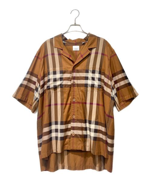 BURBERRY（バーバリー）BURBERRY (バーバリー) ノバチェックオープンカラーシャツ ブラウン サイズ:Lの古着・服飾アイテム