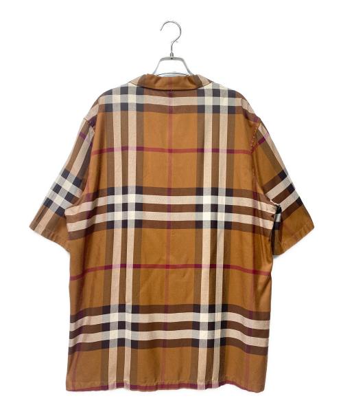 BURBERRY（バーバリー）BURBERRY (バーバリー) ノバチェックオープンカラーシャツ ブラウン サイズ:Lの古着・服飾アイテム