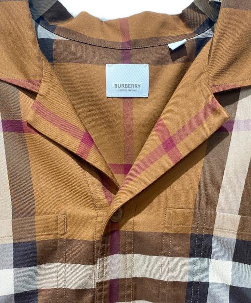 BURBERRY（バーバリー）BURBERRY (バーバリー) ノバチェックオープンカラーシャツ ブラウン サイズ:Lの古着・服飾アイテム