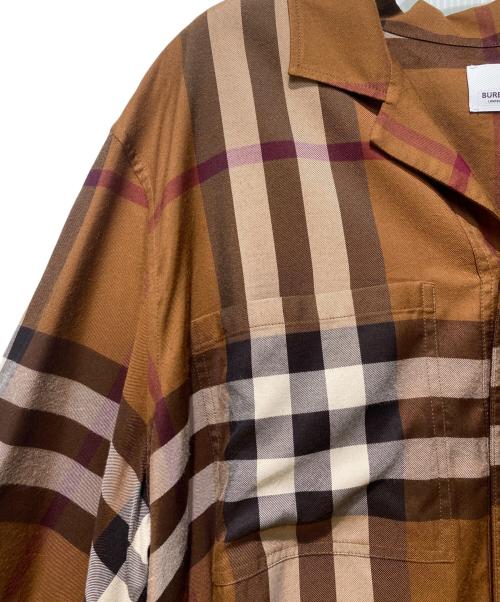 BURBERRY（バーバリー）BURBERRY (バーバリー) ノバチェックオープンカラーシャツ ブラウン サイズ:Lの古着・服飾アイテム