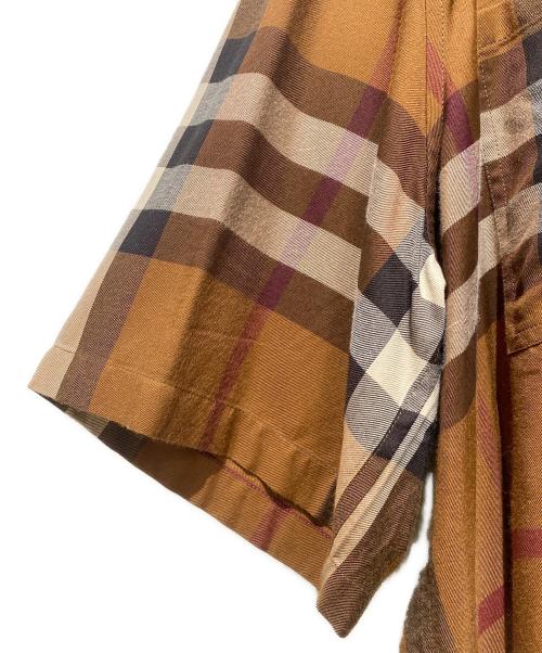 BURBERRY（バーバリー）BURBERRY (バーバリー) ノバチェックオープンカラーシャツ ブラウン サイズ:Lの古着・服飾アイテム