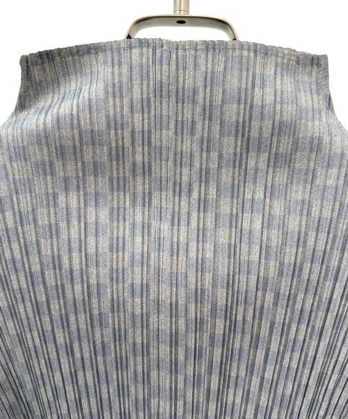 PLEATS PLEASE（プリーツプリーズ）PLEATS PLEASE (プリーツプリーズ) 市松柄プリーツカットソー グレー サイズ:3の古着・服飾アイテム