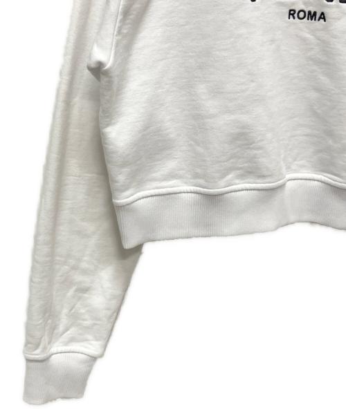 FENDI（フェンディ）FENDI (フェンディ) ロゴ エンブロダイリー クロップド スウェット プルオーバー ホワイト サイズ:Sの古着・服飾アイテム