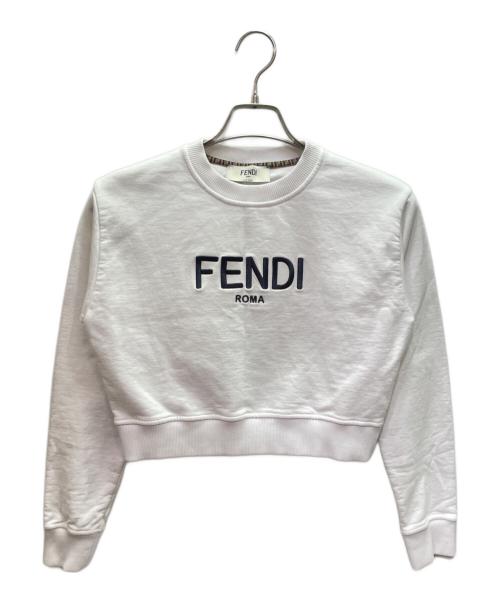 FENDI（フェンディ）FENDI (フェンディ) ショート丈 ロゴスウェット ホワイト サイズ:xxsの古着・服飾アイテム