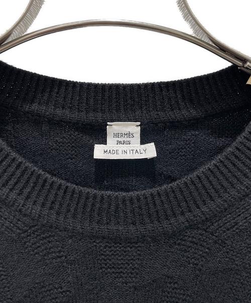 HERMES（エルメス）HERMES (エルメス) Hロゴジャガードニット ブラック サイズ:44の古着・服飾アイテム