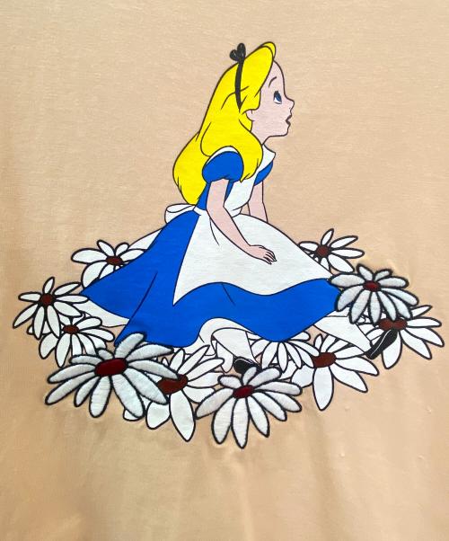 MIU MIU（ミュウミュウ）MIU MIU (ミュウミュウ) 不思議の国のアリスロプリントTシャツ オレンジ サイズ:Sの古着・服飾アイテム