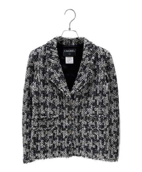 CHANEL（シャネル）CHANEL (シャネル) ココマーク3Bツイードジャケット ネイビー サイズ:34の古着・服飾アイテム