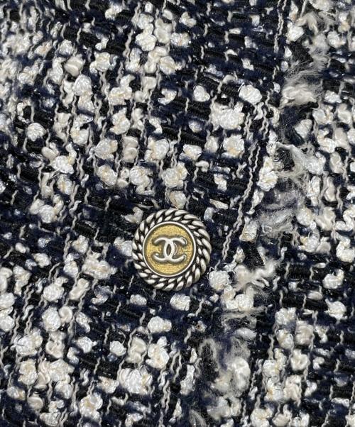 CHANEL（シャネル）CHANEL (シャネル) ココマーク3Bツイードジャケット ネイビー サイズ:34の古着・服飾アイテム