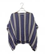 me ISSEY MIYAKEミーイッセイ ミヤケ）の古着「ストライプカットソー」｜ネイビー