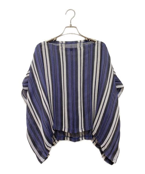 me ISSEY MIYAKE（ミーイッセイ ミヤケ）me ISSEY MIYAKE (ミーイッセイ ミヤケ) ストライプカットソー ネイビー サイズ:-の古着・服飾アイテム