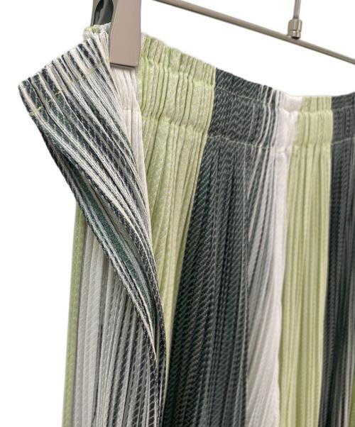 PLEATS PLEASE（プリーツプリーズ）PLEATS PLEASE (プリーツプリーズ) プリーツストライプパンツ イエロー×ブラック×ホワイト サイズ:2の古着・服飾アイテム