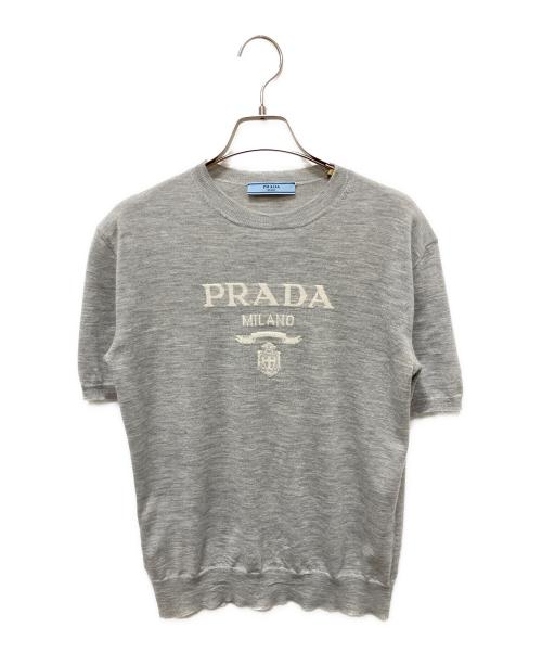 PRADA（プラダ）PRADA (プラダ) カシミヤハーフロゴニット グレー サイズ:36の古着・服飾アイテム