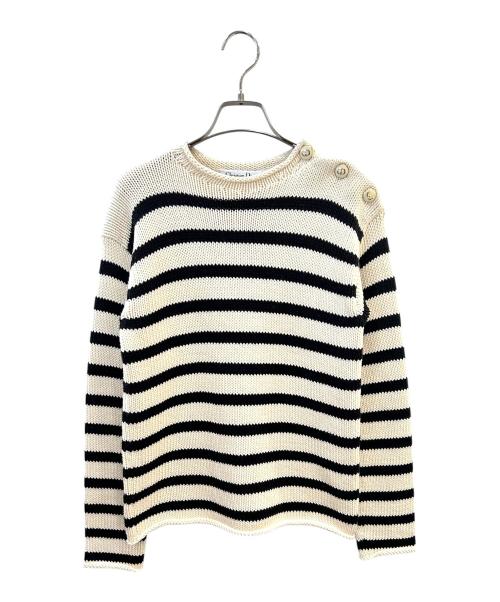Christian Dior（クリスチャン ディオール）Christian Dior (クリスチャン ディオール) ボーダーニット アイボリー×ブラック サイズ:38の古着・服飾アイテム