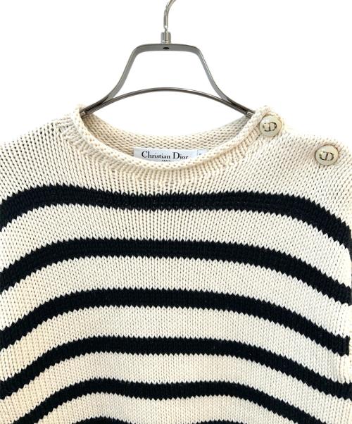 Christian Dior（クリスチャン ディオール）Christian Dior (クリスチャン ディオール) ボーダーニット アイボリー×ブラック サイズ:38の古着・服飾アイテム