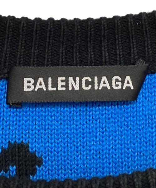BALENCIAGA（バレンシアガ）BALENCIAGA (バレンシアガ) オールオーバーロゴニット ブラック×ブルー サイズ:Sの古着・服飾アイテム