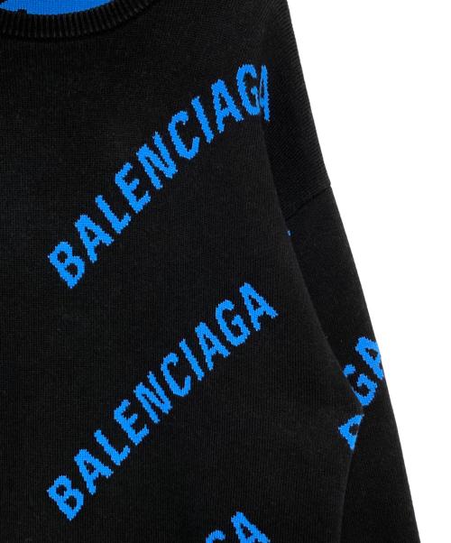 BALENCIAGA（バレンシアガ）BALENCIAGA (バレンシアガ) オールオーバーロゴニット ブラック×ブルー サイズ:Sの古着・服飾アイテム