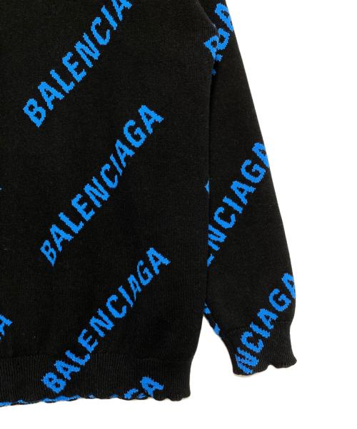 BALENCIAGA（バレンシアガ）BALENCIAGA (バレンシアガ) オールオーバーロゴニット ブラック×ブルー サイズ:Sの古着・服飾アイテム