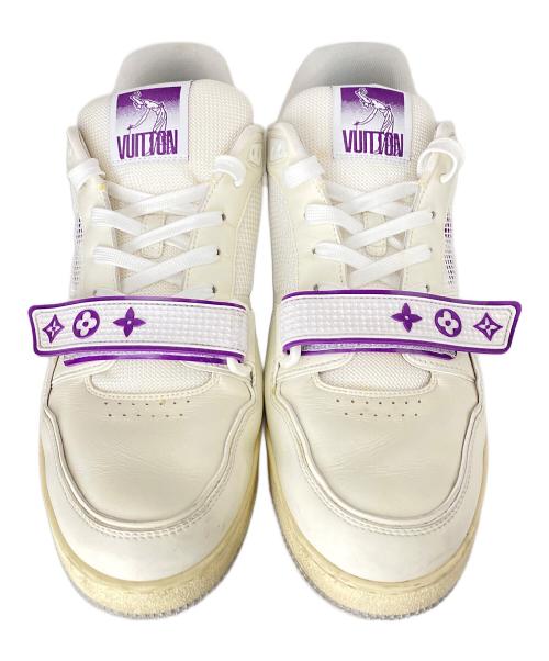 LOUIS VUITTON（ルイ ヴィトン）LOUIS VUITTON (ルイ ヴィトン) LVトレイナーラインスニーカー ホワイト×パープル サイズ:9の古着・服飾アイテム