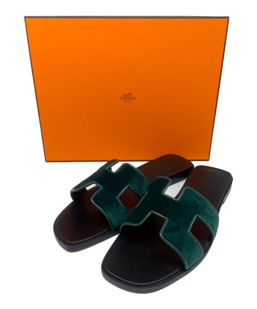 HERMES（エルメス）HERMES (エルメス) オランサンダル ブラック×グリーン サイズ:37の古着・服飾アイテム