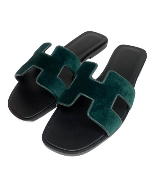 HERMES（エルメス）HERMES (エルメス) オランサンダル ブラック×グリーン サイズ:37の古着・服飾アイテム