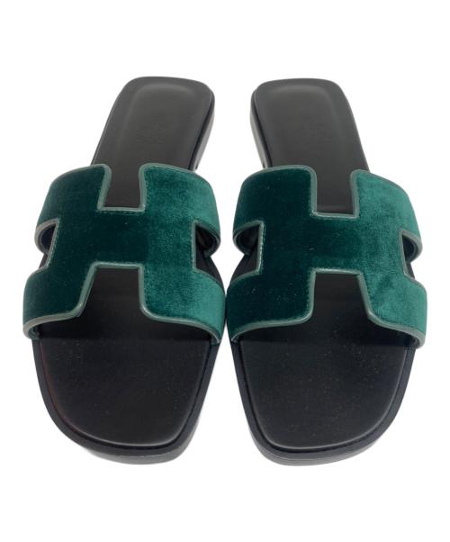 HERMES（エルメス）HERMES (エルメス) オランサンダル ブラック×グリーン サイズ:37の古着・服飾アイテム