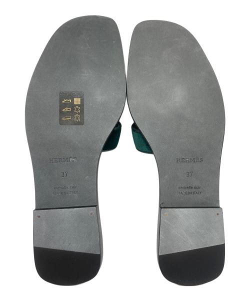HERMES（エルメス）HERMES (エルメス) オランサンダル ブラック×グリーン サイズ:37の古着・服飾アイテム