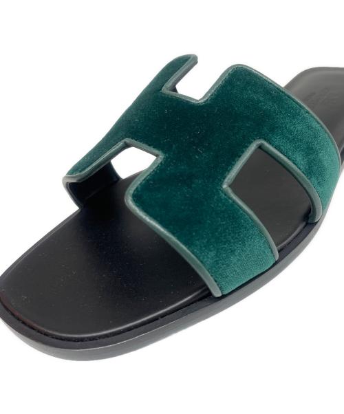 HERMES（エルメス）HERMES (エルメス) オランサンダル ブラック×グリーン サイズ:37の古着・服飾アイテム