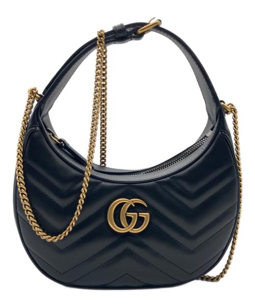 GUCCI（グッチ）GUCCI (グッチ) GGマーモントハーフムーンシェイプミニバッグ ブラックの古着・服飾アイテム