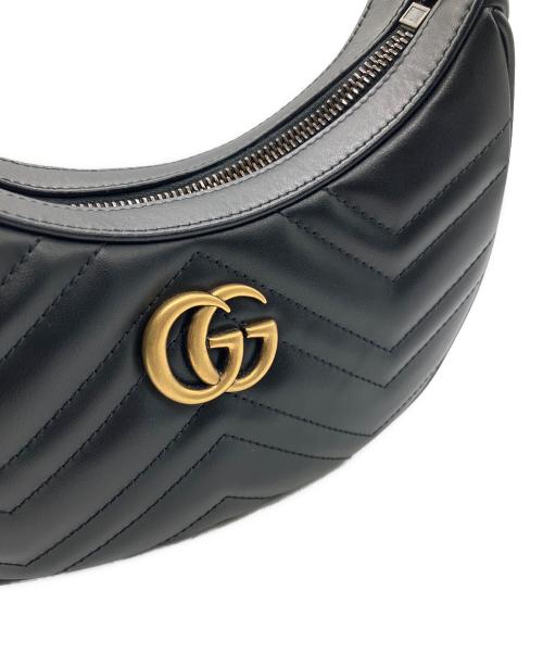 GUCCI（グッチ）GUCCI (グッチ) GGマーモントハーフムーンシェイプミニバッグ ブラックの古着・服飾アイテム