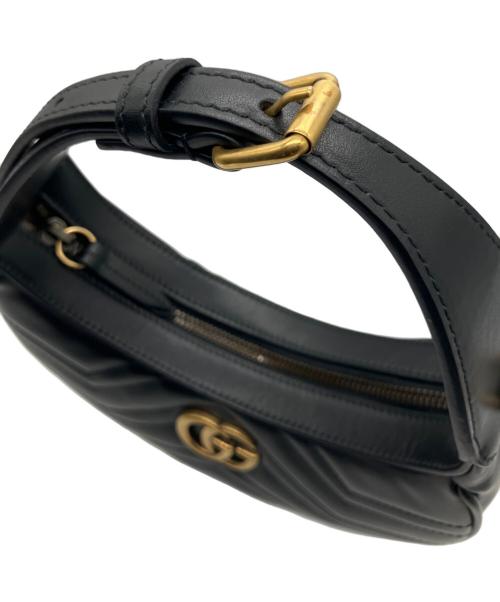 GUCCI（グッチ）GUCCI (グッチ) GGマーモントハーフムーンシェイプミニバッグ ブラックの古着・服飾アイテム