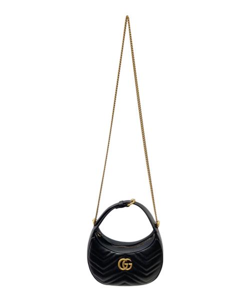 GUCCI（グッチ）GUCCI (グッチ) GGマーモントハーフムーンシェイプミニバッグ ブラックの古着・服飾アイテム