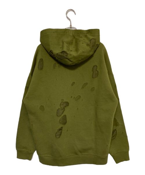 GIVENCHY（ジバンシィ）GIVENCHY (ジバンシィ) デストロイ加工ロゴパーカー オリーブ サイズ:Mの古着・服飾アイテム