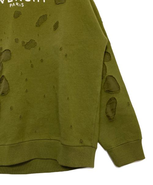 GIVENCHY（ジバンシィ）GIVENCHY (ジバンシィ) デストロイ加工ロゴパーカー オリーブ サイズ:Mの古着・服飾アイテム