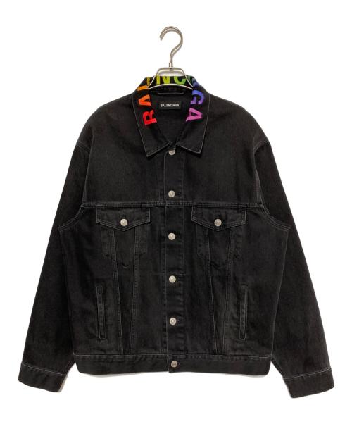 BALENCIAGA（バレンシアガ）BALENCIAGA (バレンシアガ) カラーロゴデニムジャケット ブラック サイズ:44の古着・服飾アイテム