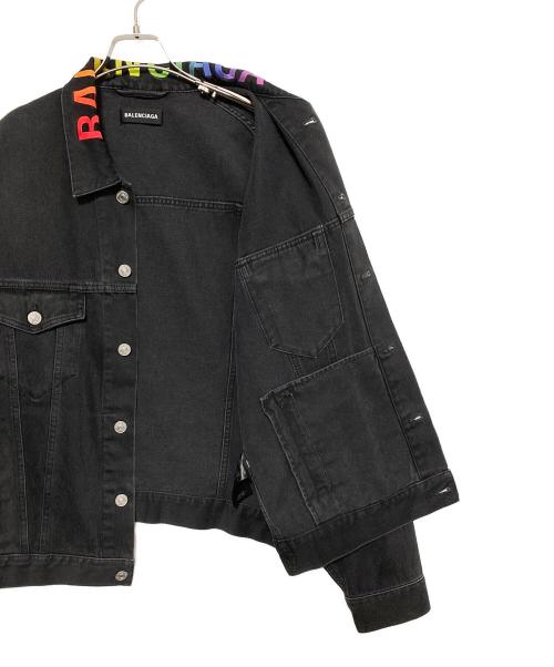 BALENCIAGA（バレンシアガ）BALENCIAGA (バレンシアガ) カラーロゴデニムジャケット ブラック サイズ:44の古着・服飾アイテム