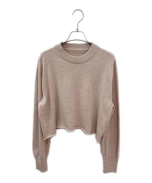 MM6 Maison Margiela（エムエムシックスメゾンマルジェラ）MM6 Maison Margiela (エムエムシックス メゾンマルジェラ) クロップドエルボーパッチニット ピンク サイズ:Sの古着・服飾アイテム