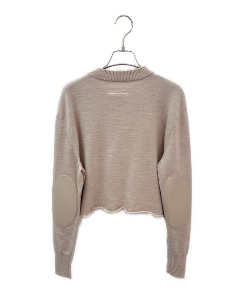 MM6 Maison Margiela（エムエムシックスメゾンマルジェラ）MM6 Maison Margiela (エムエムシックス メゾンマルジェラ) クロップドエルボーパッチニット ピンク サイズ:Sの古着・服飾アイテム